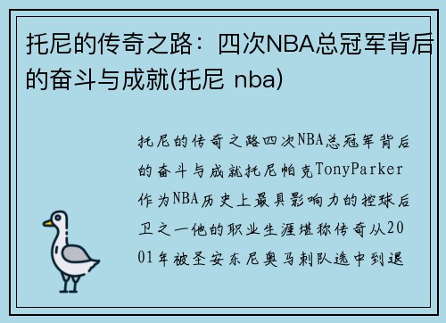 托尼的传奇之路：四次NBA总冠军背后的奋斗与成就(托尼 nba)
